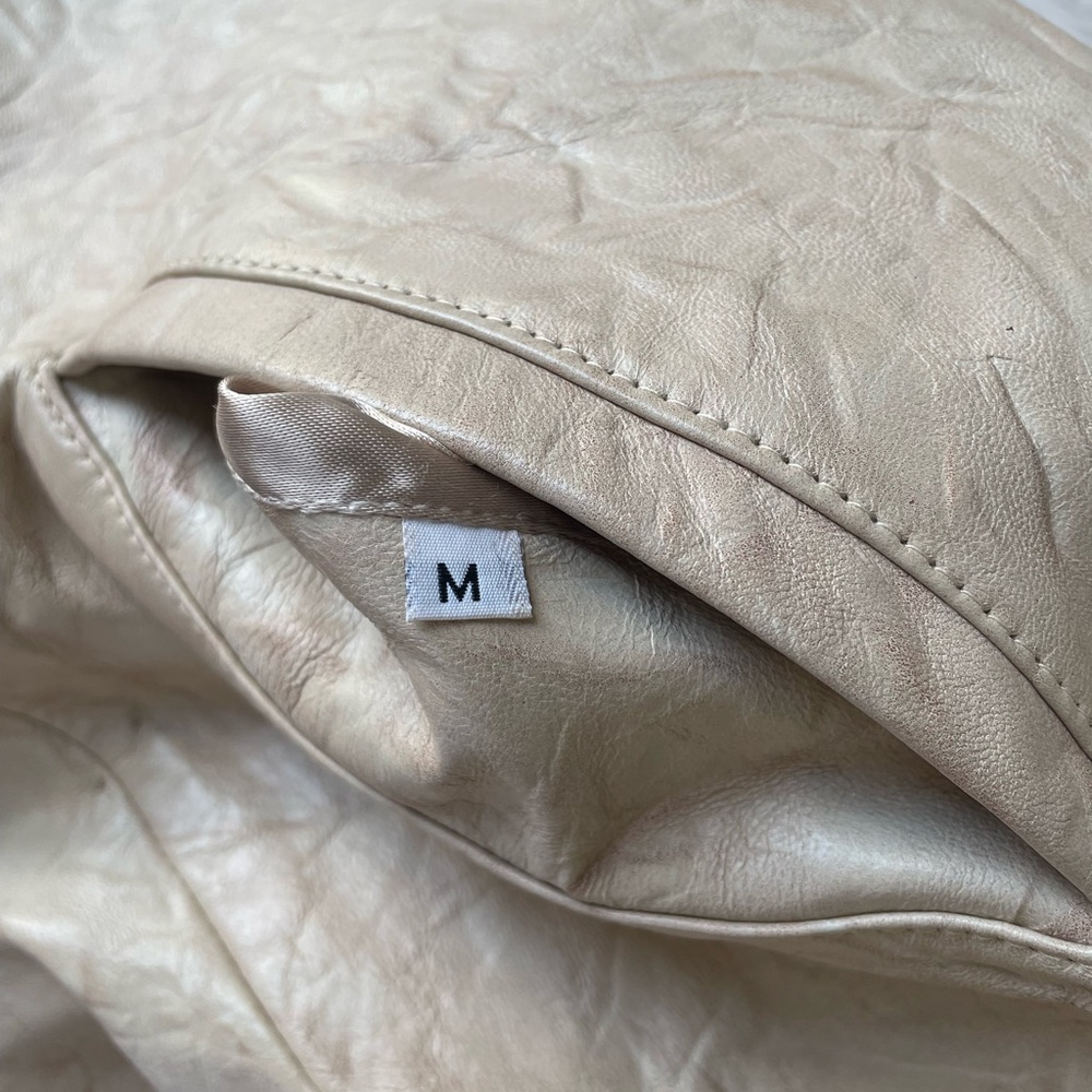 Vintage J Percy Marvin Richards Cream/Blush Pink Leather Coat Fox Fur Collar - Picture 10 of 10